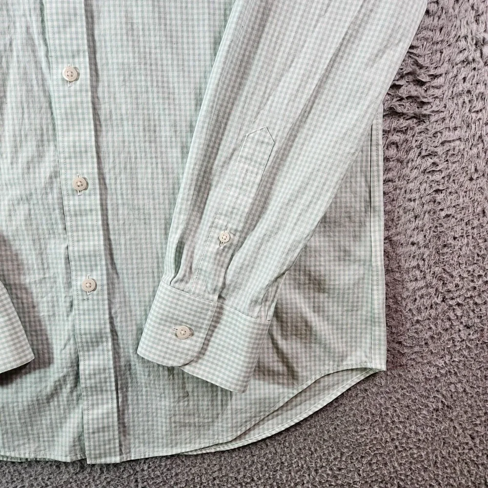 J Crew Thompson Dress Shirt Men Large 16 - 16.5 Button Long Sleeve‎ Green White